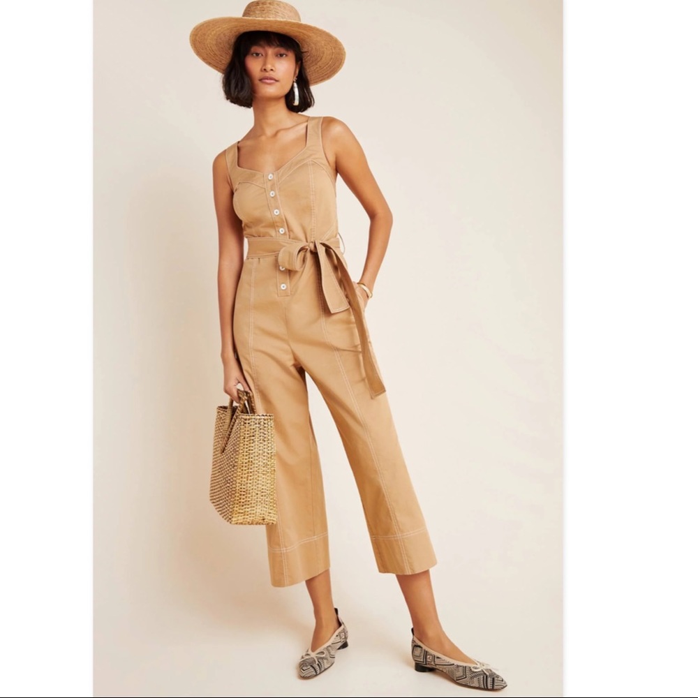Anthropologie Current Air Mischa contrast Stitch Jumpsuit - Size XS